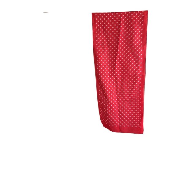Red & White Polka Dot Sheer Chiffon Oblong Scarf 13x58 Inches - Picture 4 of 4